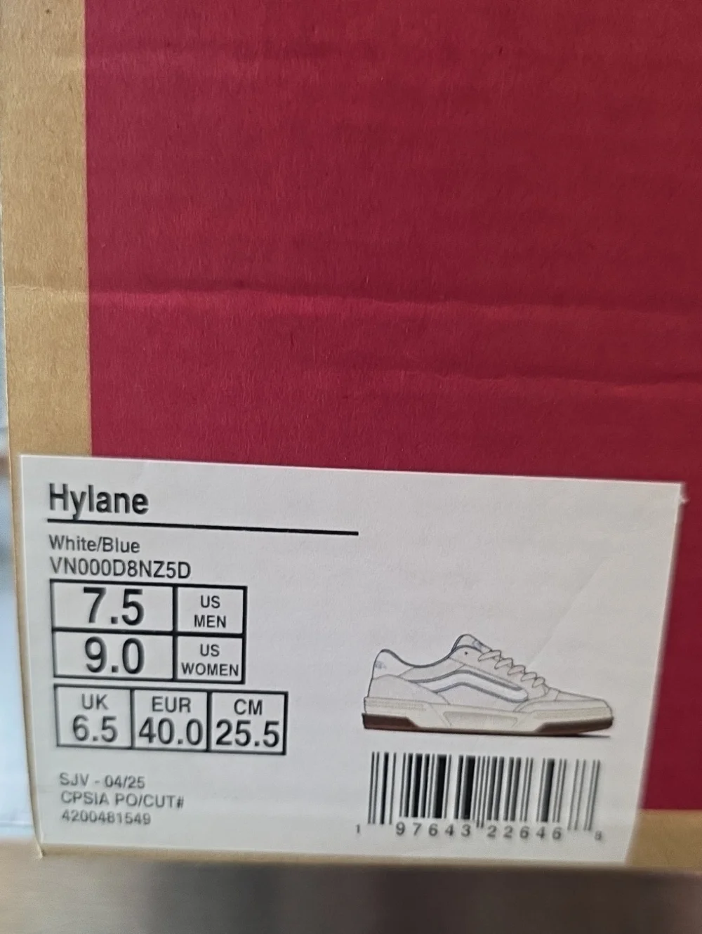 Vans Hylane White Blue Men's 7.5 Women's 9 New with Box